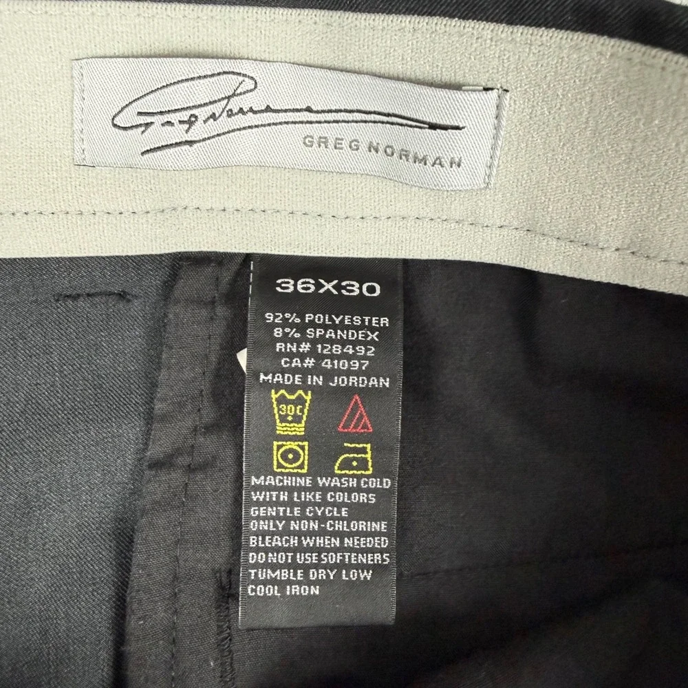 Greg Norman Mens Shark Performance Golf Pants 36x30 Dark Gray Flat Front Stretch